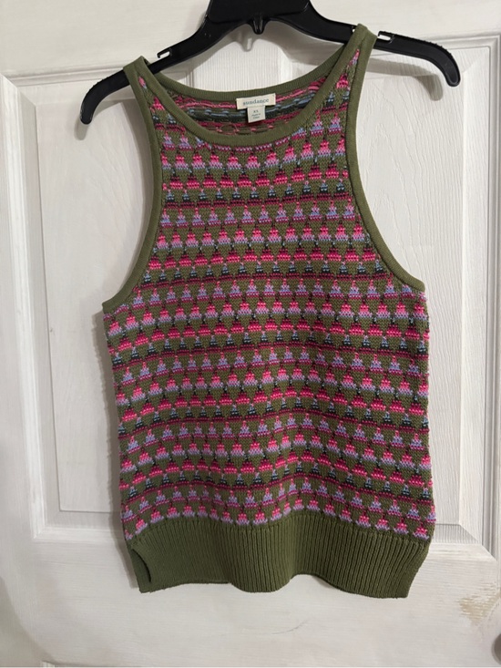 Sundance Tops - Sundance Catalog Green Pink Kitts Sweater Tank Geometric Jacquard Size XS